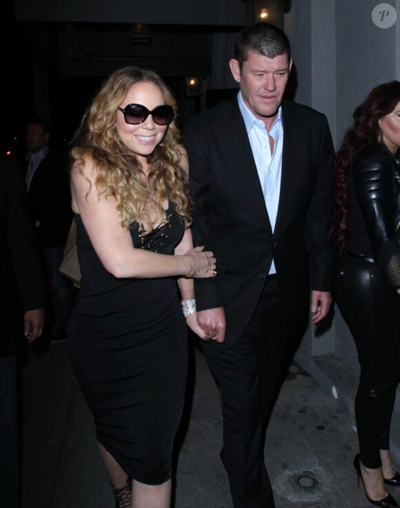 Mariah Carey et son compagnon James Packer quittent le restaurant "Craig" à Beverly Hills, le 21 mai 2016.
