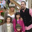 Franck Ribéry célèbre la fête de la bière "Oktoberfest" avec sa femme Wahiba et ses enfants Salif, Shakinez et Hizya à Munich en Allemagne le 5 octobre 2014.