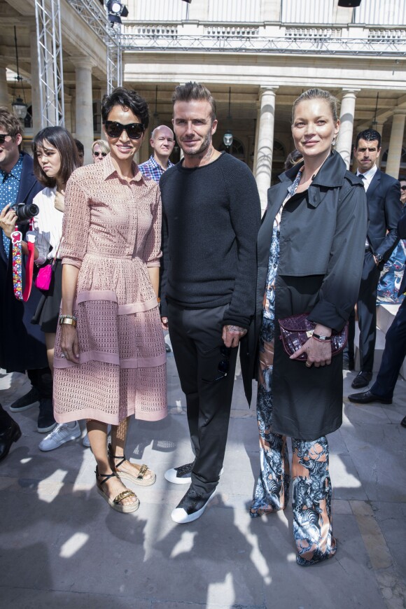 Farida Khelfa, David Beckham et Kate Moss assistent au défilé de mode Louis Vuitton au Palais-Royal. Paris, le 23 juin 2016. © Olivier Borde / Bestimage