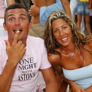 Richard Virenque et Stéphanie au Nikki Beach à Saint-Tropez, le 6 août 2005. 