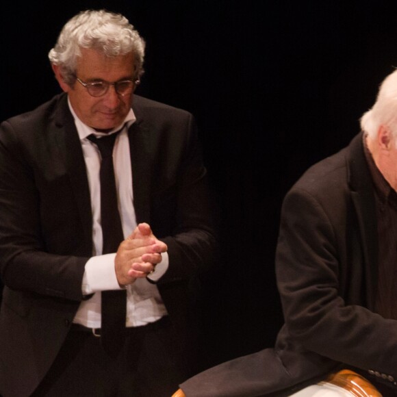 Michel Boujenah, Guy Bedos & Jean-Paul Belmondo - "La fête à Guy Bedos" - Soirée d'hommage à Guy Bedos, au Théâtre 140, à Bruxelles le 18 juin 2016