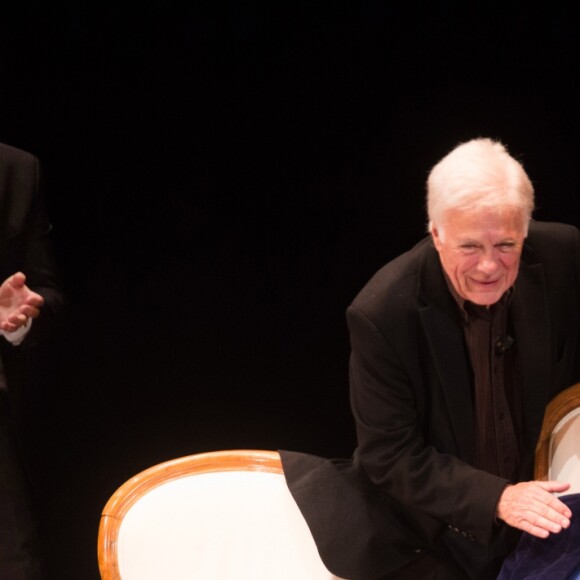 Michel Boujenah, Guy Bedos & Jean-Paul Belmondo - "La fête à Guy Bedos" - Soirée d'hommage à Guy Bedos, au Théâtre 140, à Bruxelles le 18 juin 2016