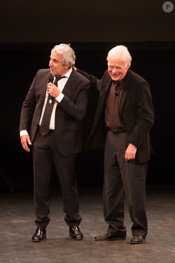 Michel Boujenah & Guy Bedos - "La fête à Guy Bedos" - Soirée d'hommage à Guy Bedos, au Théâtre 140, à Bruxelles le 18 juin 2016