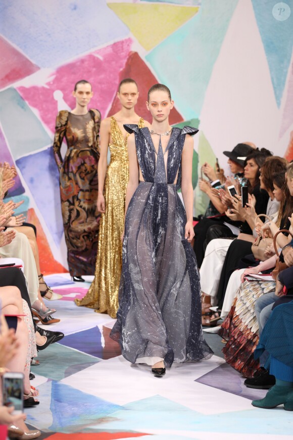 Défilé Schiaparelli (collection haute couture automne-hiver 2016/2017), place Vendôme. Paris, le 4 juillet 2016.
