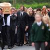 Jim Carrey lors des funérailles de Cathriona White, au sein de l'église Our Lady of Fatima dans son village natal de Cappawhite, à Tipperary, en Irlande, le 10 octobre 2015
