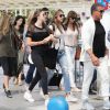 Sylvester Stallone et sa femme Jennifer Flavin arrivent à l'aéroport de Nice avec leurs filles Sophia Rose, Sistine Rose et Scarlet Rose le 5 juillet 2016.
