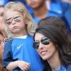 Jennifer Giroud (la femme d'Olivier Giroud) et sa fille lors du match des 8ème de finale de l'UEFA Euro 2016 France-Irlande au Stade des Lumières à Lyon, France le 26 juin 2016. © Cyril Moreau/Bestimage