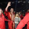 Hayden Panettiere et son compagnon Vladimir Klitschko - Tyson Fury, le nouveau champion du monde de boxe WBA-IBF-WBO des poids lourds, après avoir fait tomber l'Ukrainien Vladimir Klitschko à Dusseldorf le 28 novembre 2015.