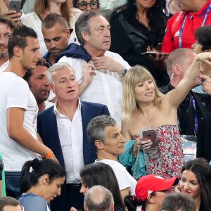 Didier Deschamps, Nagui et sa femme Mélanie Page lors du match de l'Euro 2016 Allemagne-France au stade Vélodrome à Marseille, France, le 7 juillet 2016. © Cyril Moreau/Bestimage