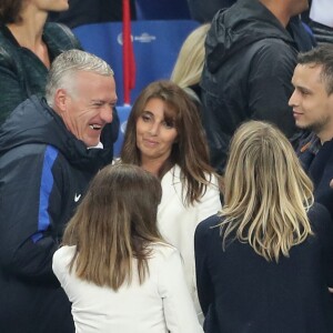 Didier Deschamps, Nagui et sa femme Mélanie Page lors du match de l'Euro 2016 Allemagne-France au stade Vélodrome à Marseille, France, le 7 juillet 2016. © Cyril Moreau/Bestimage