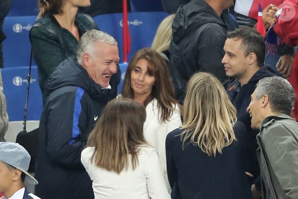 Didier Deschamps, Nagui et sa femme Mélanie Page lors du match de l'Euro 2016 Allemagne-France au stade Vélodrome à Marseille, France, le 7 juillet 2016. © Cyril Moreau/Bestimage