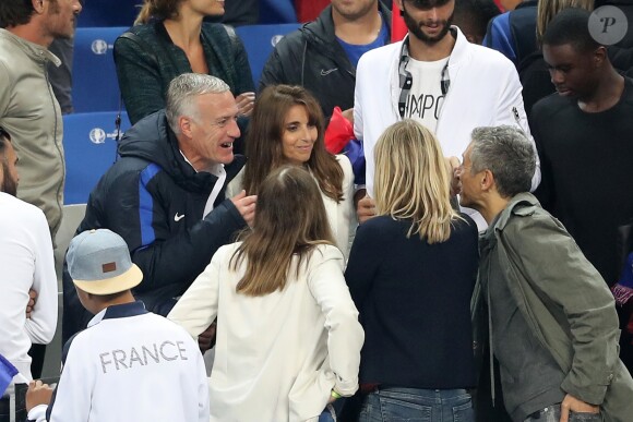 Didier Deschamps, Nagui et sa femme Mélanie Page lors du match de l'Euro 2016 Allemagne-France au stade Vélodrome à Marseille, France, le 7 juillet 2016. © Cyril Moreau/Bestimage