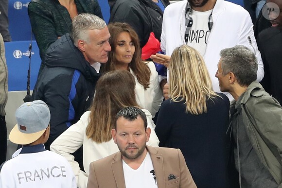 Didier Deschamps, Nagui et sa femme Mélanie Page lors du match de l'Euro 2016 Allemagne-France au stade Vélodrome à Marseille, France, le 7 juillet 2016. © Cyril Moreau/Bestimage