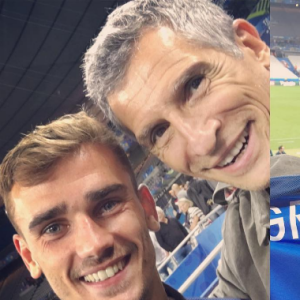 Nagui "comme un enfant le matin de Noël" avec Antoine Griezmann au Stade de France lors de la victoire des Bleus contre l'Islande à l'Euro 2016.