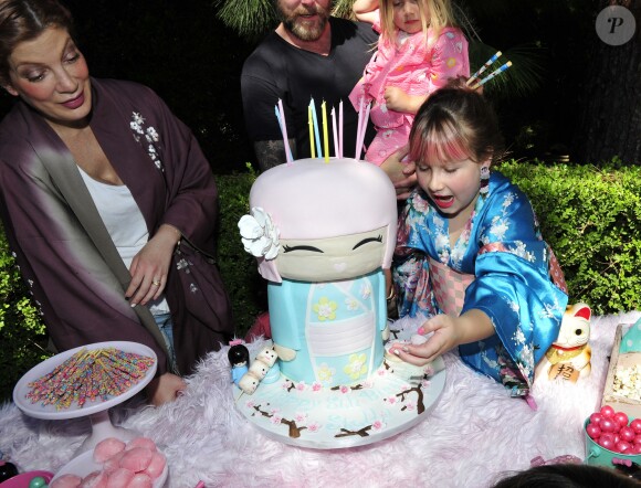 Exclusive - Dean McDermotto, Tori Spelling, Liam McDermott, Hattie McDermott, Stella McDermott, Finn McDermott during the Tori Spelling Throws Daughter Stella A Japanese Themed 8th Birthday in Los Angeles, CA on July 1§, 2016. Photo by Michael Simon/startraks/ABACAPRESS.COM19/07/2016 - 