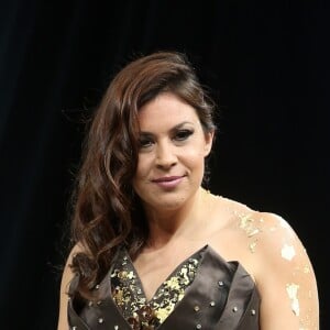 Pluie d'or de Florencia Soerensen et Philippe Bernachon porte par Marion Bartoli  au Defile du 19eme salon du chocolat 2013 a la Porte de Versailles a Paris le 29 octobre 2013.