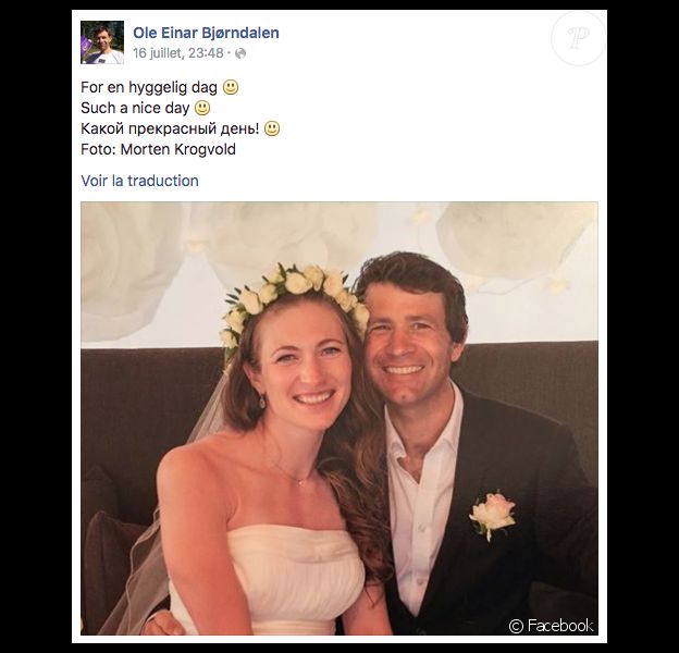 Ole Einar Bjørndalen et Darya Domracheva se sont mariés le 16 juillet 2016. Le biathlète norvégien a partagé l'information avec cette photo sur sa page Facebook.