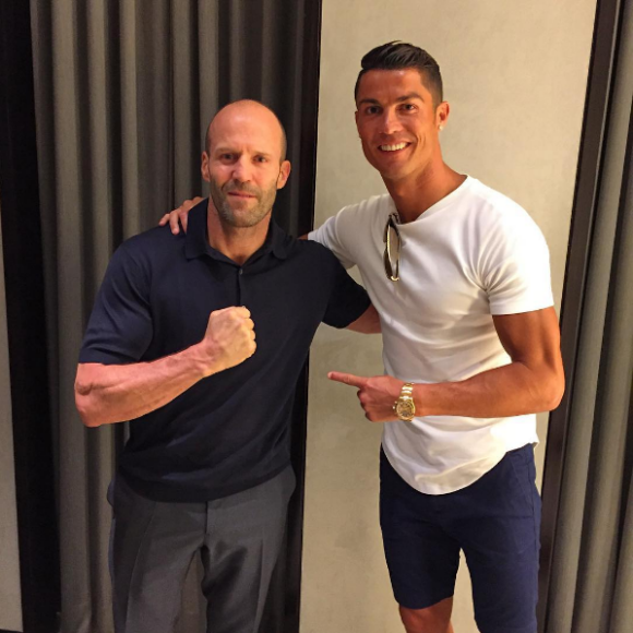 Cristiano Ronaldo avec Jason Statham en juillet 2016 au cours de ses vacances.