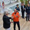 Le prince Albert II de Monaco a participé le 29 juillet 2016 à la cérémonie marquant la fin du tour du monde de Solar Impulse, l'avion solaire piloté par André Borschberg et Bertrand Piccard. © Michael Alesi / Bestimage