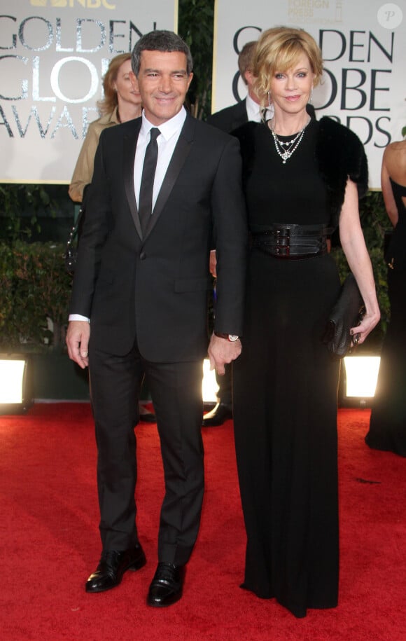 Antonio Banderas et Melanie Griffith à la 69ème cérémonie des Golden Globes à Los Angeles le 15 janvier 2012