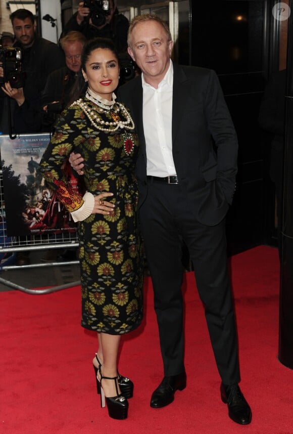 Salma Hayek et son mari François-Henri Pinault lors de la première du film "Tale of Tales" à Londres, le 1er juin 2016.