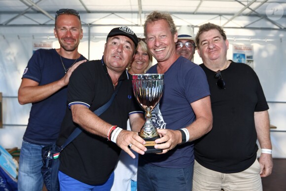 Semi-exclusif - Nicolas Patzourenkoff, Fabien Onteniente et Alexandre Le Provost, vainqueur, lors du 9e Star West Pétanque à Arcachon, France, le 7 août 2016. © Jean-Marc Lhomer/Bestimage