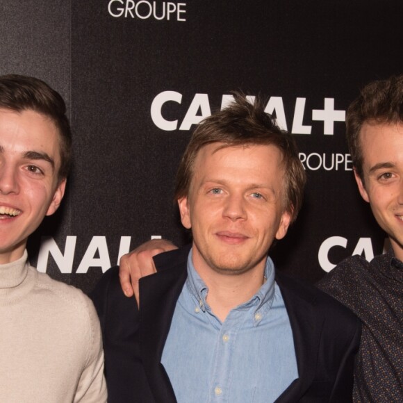 Panayotis, Alex Lutz, et Hugo Clément - Soirée des animateurs du Groupe Canal+ au Manko à Paris. Le 3 février 2016.