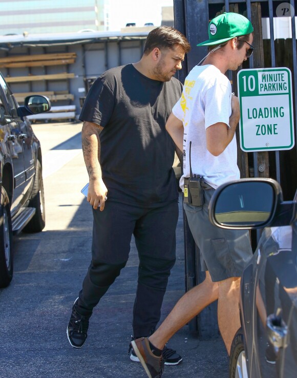 Blac Chyna enceinte et son fiancé Rob Kardashian à la sortie d'un studio d'enregistrement à Los Angeles, le 7 juillet 2016