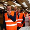 Emmanuel Macron en Vendée pour visiter des entreprises dont l'entreprise de meubles Gautier à Boupère en présence de son directeur le 19 août 2016 © Sebastien Valiela / Bestimage