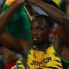 Usain Bolt - - Les jamaïcains deviennent champions du monde en remportant le relais 4x100 lors du championnats du monde d'athlétisme à Pékin, le 29 août 2015.29/08/2015 - Pékin