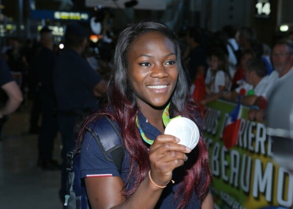Clarisse Agbegnenou - Retour à Paris des athlètes français des Jeux olympiques de Rio 2016 à l'aéroport de Roissy le 23 août 2016.