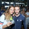 Élodie Clouvel et son compagnon Valentin Belaud - Retour à Paris des athlètes français des Jeux olympiques de Rio 2016 à l'aéroport de Roissy le 23 août 2016.
