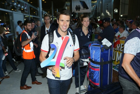 Tony Estanguet - Retour à Paris des athlètes français des Jeux olympiques de Rio 2016 à l'aéroport de Roissy le 23 août 2016.