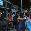 Luka Karabatic et Renaud Lavillenie - Retour à Paris des athlètes français des Jeux olympiques de Rio 2016 à l'aéroport de Roissy le 23 août 2016.