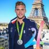 Kévin Mayer, médaillé d'argent au décathlon - Conférence de presse et photocall avec les athlètes français de retour des Jeux Olympiques de Rio à l'hôtel Pullman face a la Tour Eiffel à Paris le 23 août 2016 © Jean-René Santini / Bestimage