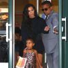 Kim Kardashian, son mari Kanye West et leur fille North à la sortie du cinéma AMC Movie Theater à New York, le 29 août 2016. © CPA/Bestimage
