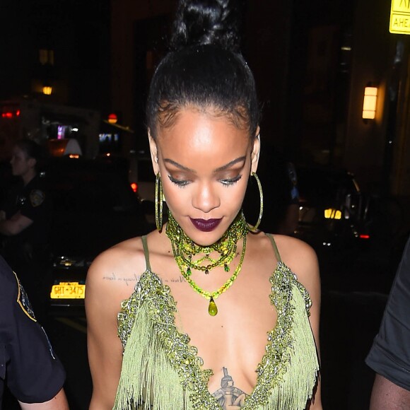 La chanteuse Rihanna se rendant à la ''Rihanna's VMA After Party'' à New York, le 28 août 2016.
