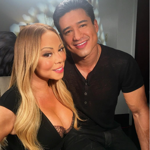Mariah Carey dans les coulisses de son concert avec l'animateur et acteur Mario Lopez. Photo publiée sur Instagram, le 29 août 2016
