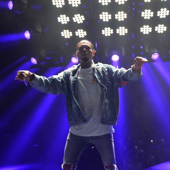 Chris Brown en concert à l'Accorhotels Arena Bercy à Paris, le 28 mai 2016.