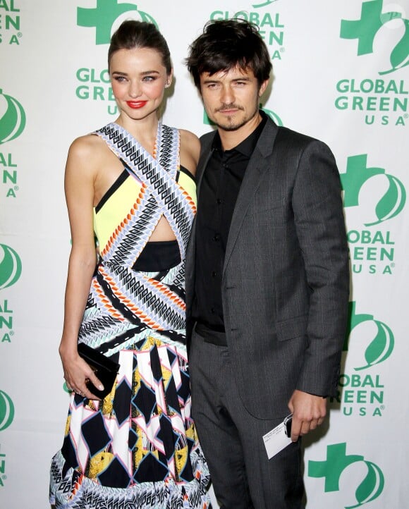 Miranda Kerr, Orlando Bloom - People a la 10eme ceremonie annuelle pre Oscar "Global Green" a Hollywood, le 20 fevrier 2013