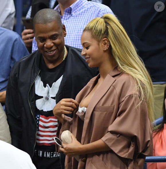 Beyoncé et son mari Jay Z pendant l'US Open 2016 au USTA Billie Jean King National Tennis Center à Flushing Meadow, New York, le 1er Septembre 2016.