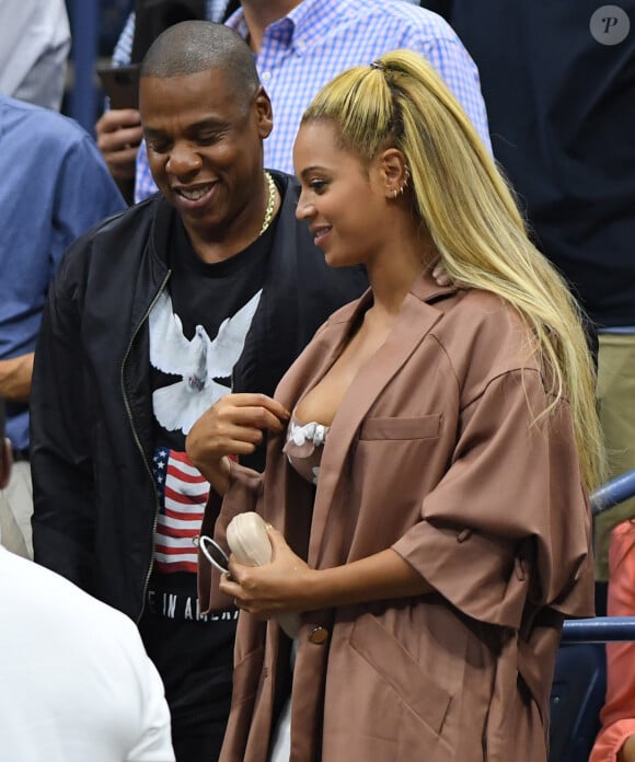Beyoncé et son mari Jay Z pendant l'US Open 2016 au USTA Billie Jean King National Tennis Center à Flushing Meadow, New York, le 1er Septembre 2016.