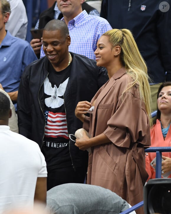 Beyoncé et son mari Jay Z pendant l'US Open 2016 au USTA Billie Jean King National Tennis Center à Flushing Meadow, New York, le 1er Septembre 2016.