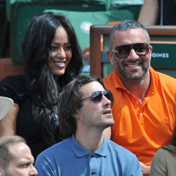 Amel Bent et Patrick Antonelli - Internationaux de France de tennis de Roland Garros à Paris, le 5 juin 2014.