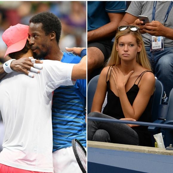 Gaël Monfils s'impose face à Lucas Pouille lors des quarts de finale de l'US Open 2016 au USTA Billie Jean King National Tennis Center à Flushing Meadow, New York, le 6 septembre 2016. En tribune, Clémence Bertrand assisté à la défaite de son amoureux.