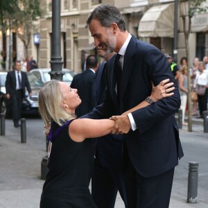 Flavia Hohenlohe, le roi Felipe VI d'Espagne lors de la messe d'obsèques à la mémoire de Marco de Hohenlohe-Langenburg, 19e duc de Medinaceli, le 6 septembre 2016 en la basilique de Nuestro Padre Jesus de Medinaceli à Madrid.