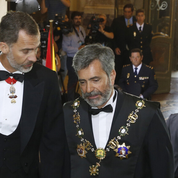 Le roi Felipe VI d'Espagne présidait le 6 septembre 2016 l'ouverture cérémonielle de l'année judiciaire à la cour suprême à Madrid.