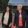Raymond Domenech et Estelle Denis - Photocall de la soirée des joueurs "Roland-Garros 2016" au Petit Palais à Paris le 19 mai 2016