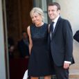 Emmanuel Macron et sa femme Brigitte Trogneux - Dîner d'Etat en l'honneur du Felipe VI et la reine Letizia d'Espagne, reçus par François Hollande, président de la République française, au Palais de l'Elysée à Paris le 2 juin 2015.
