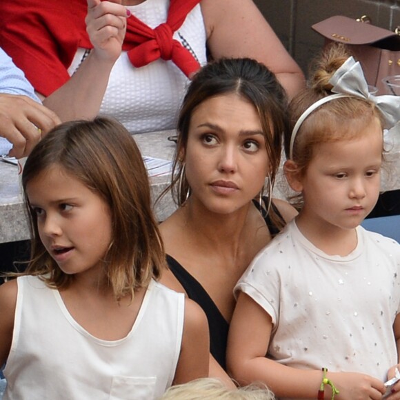 Jessica Alba était présente avec ses filles Honor et Haven à l'US Open le 10 septembre 2016 à New York pour la finale dames, remportée par Angelique Kerber. © John Barrett/Globe Photos/Zuma Press/Bestimage